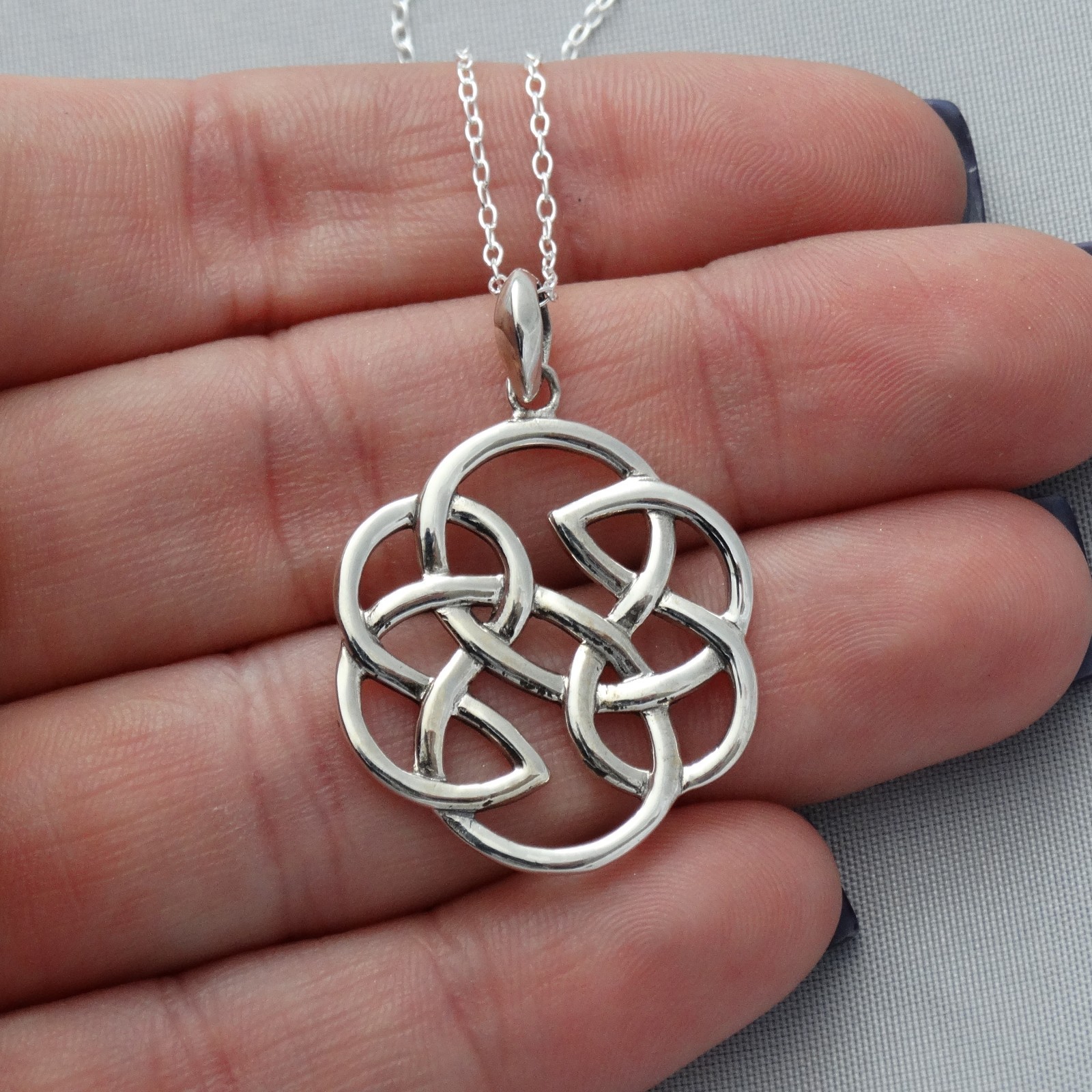 Celtic Knot Pendant Necklace – 925 Sterling Silver – Infinity Irish Love Trinity