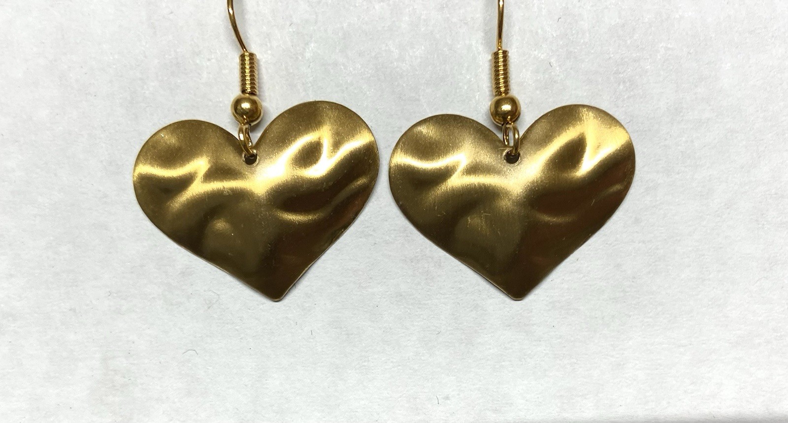 ANTIQUE FINISH Brass Dangle Earrings-Textured Heart shape Design