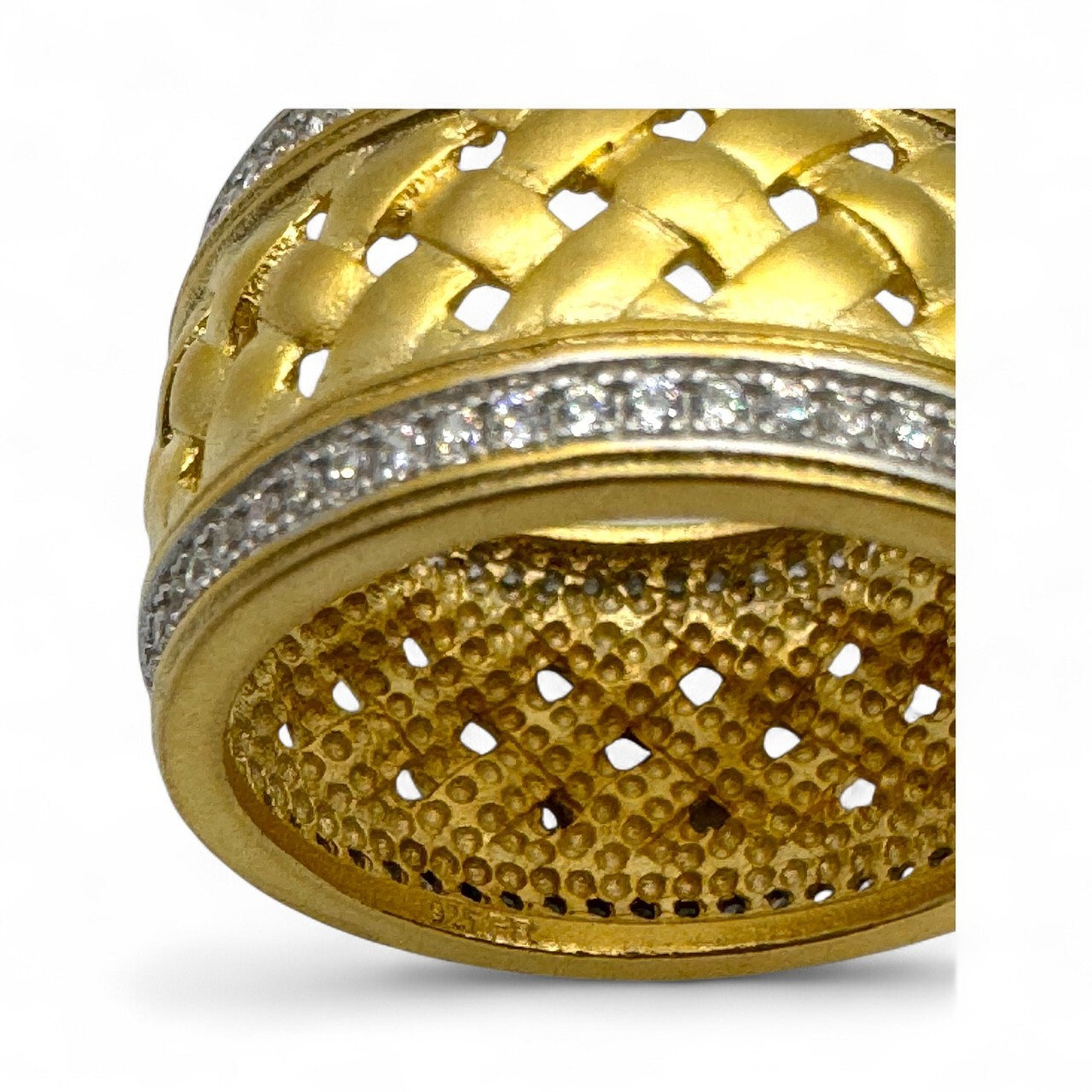 Freida Rothman Gold-Plated 925 Sterling Silver Lattice Ring Size 9 NEW $225