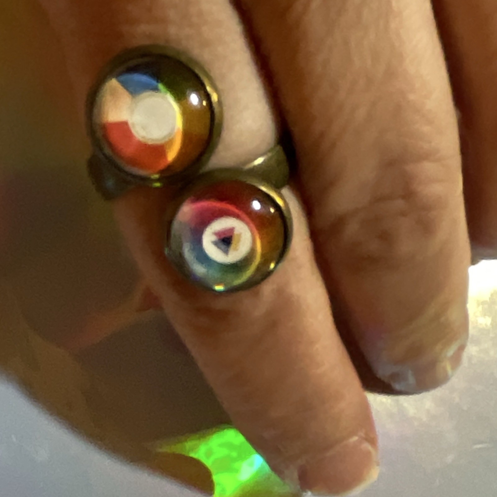 Adjustable Multicolor Resin Statement Cocktail Ring Size 8 Round Bezel
