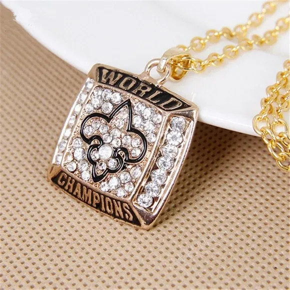 New Orleans Saints World Championship Rhinestone Pendant Necklace