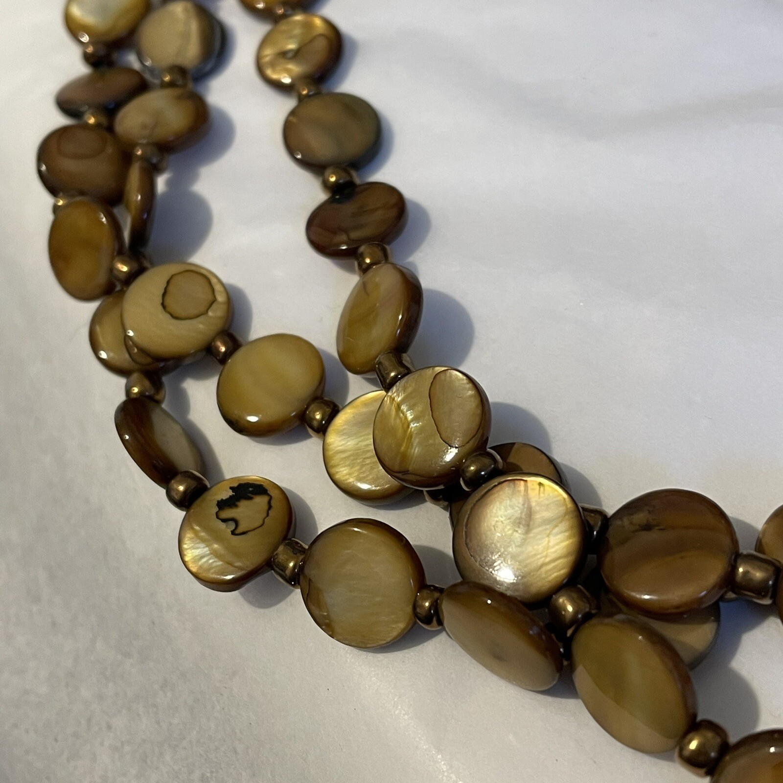Brown Multi strand Necklace Shell Beads Toggle Fastening Neutral Fashion Casual