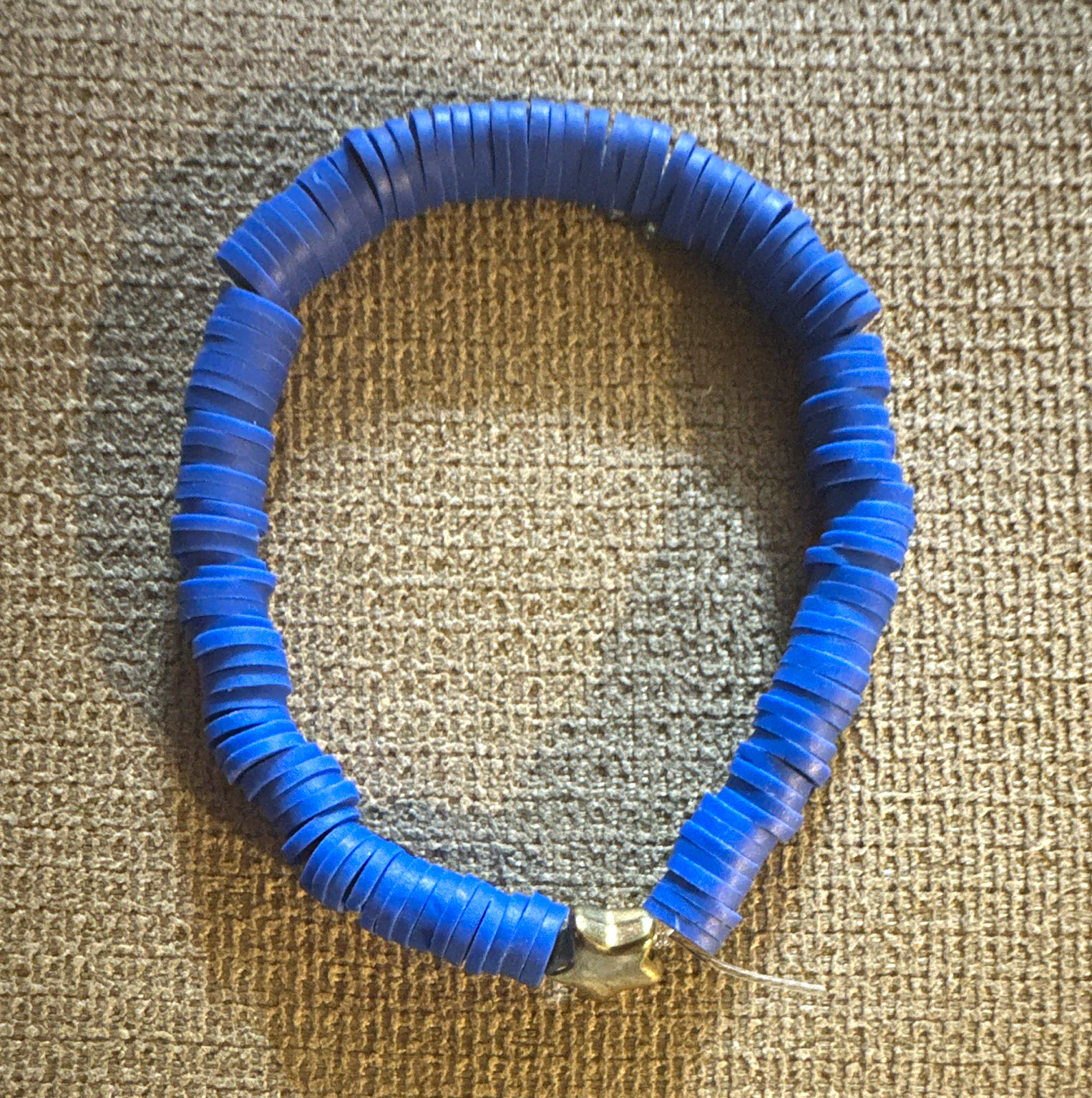Blue Plastic Beaded Stretch Bracelet, No Stone