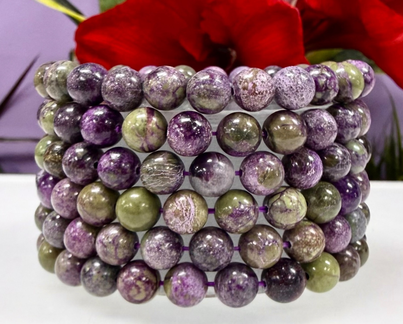 Wholesale 6 Pcs Natural Atlantisite 8mm 7.5” Crystal Healing Stretch Bracelet
