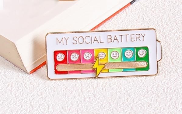 Sliding My Social Battery Enamel Mood Pin for Introverts Extroverts Mood Tracker