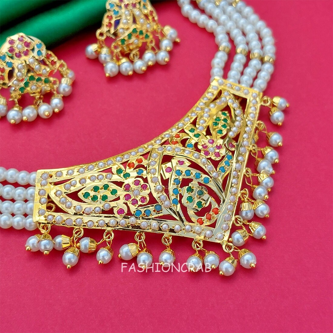 Indian Bollywood Style Simi Jadau Set Multicolor