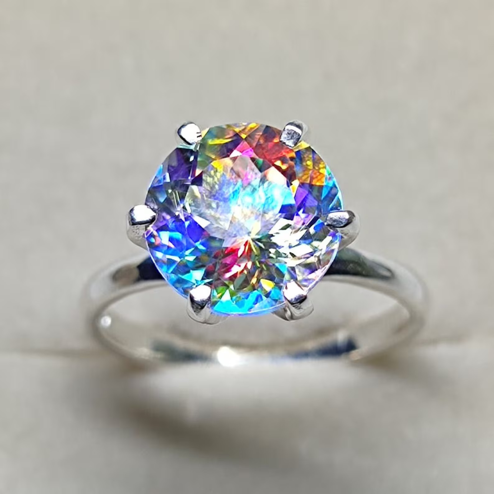 6 Ct Natural GIE Certified Bi-Color Mystic Ring 925 Silver Ring Size 7 Gemstone
