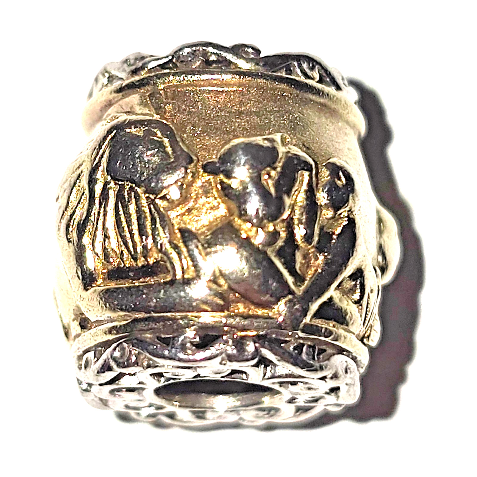Gems en Vogue Lions Safari Slide-On Charm, Two-Tone Sculpted Finish