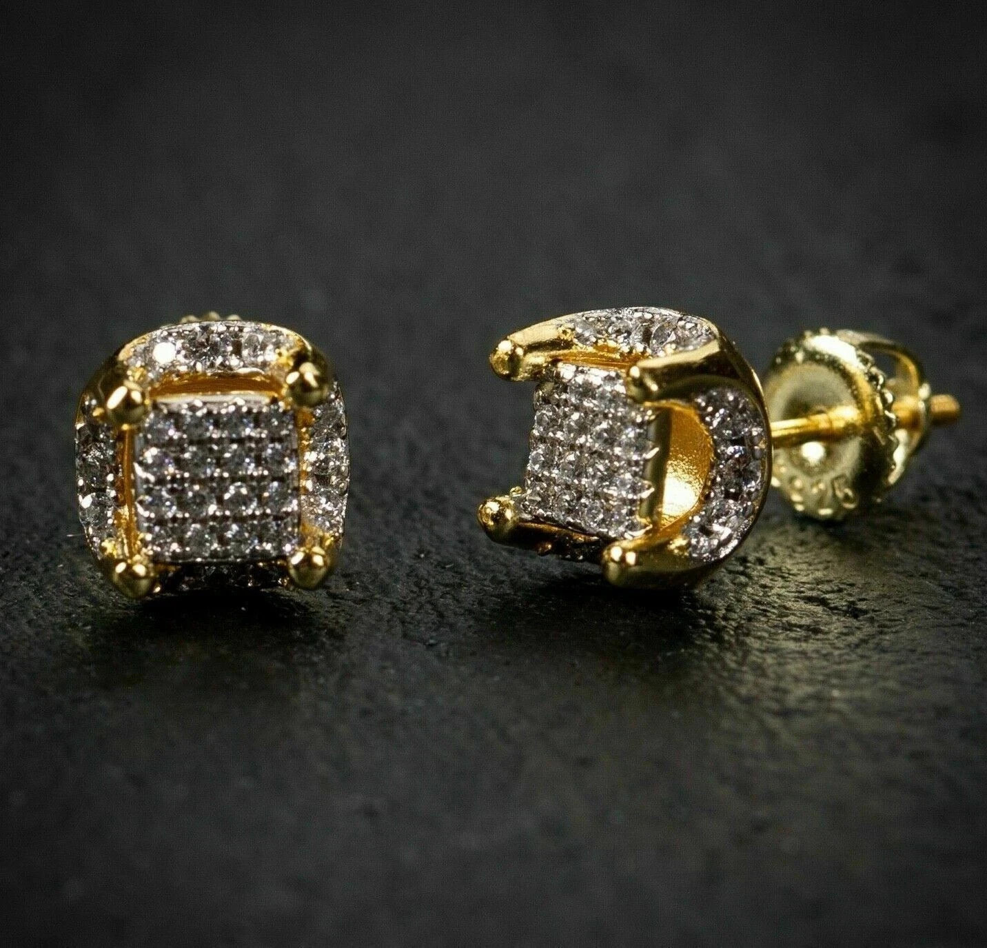 1 CT Round Cut Simulated Diamond Solitaire Stud Earrings 14k Yellow Gold Plated