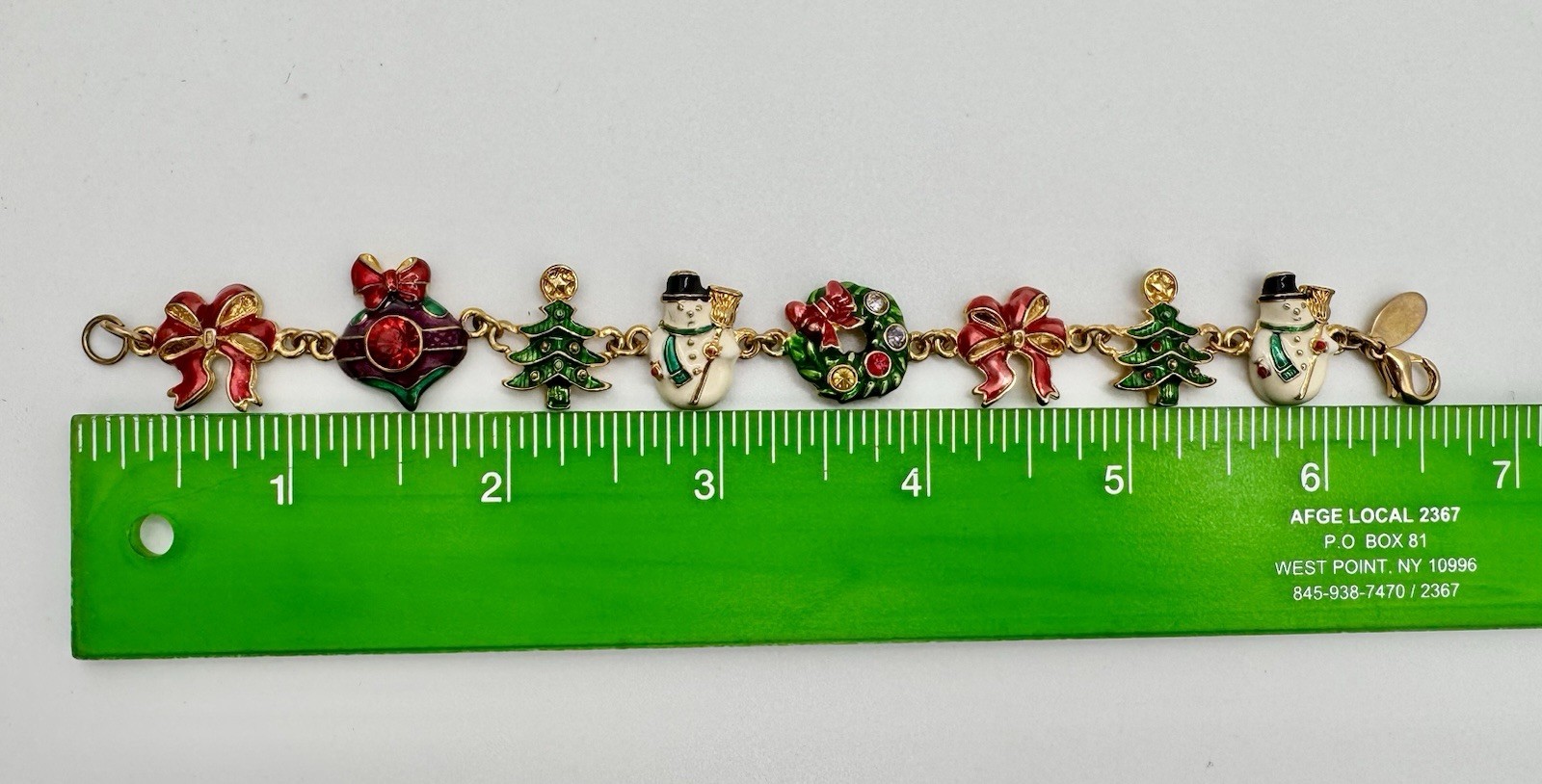 Christopher RADKO Christmas Charms Gold Tone Bracelet 6.5”Holiday Multicolor