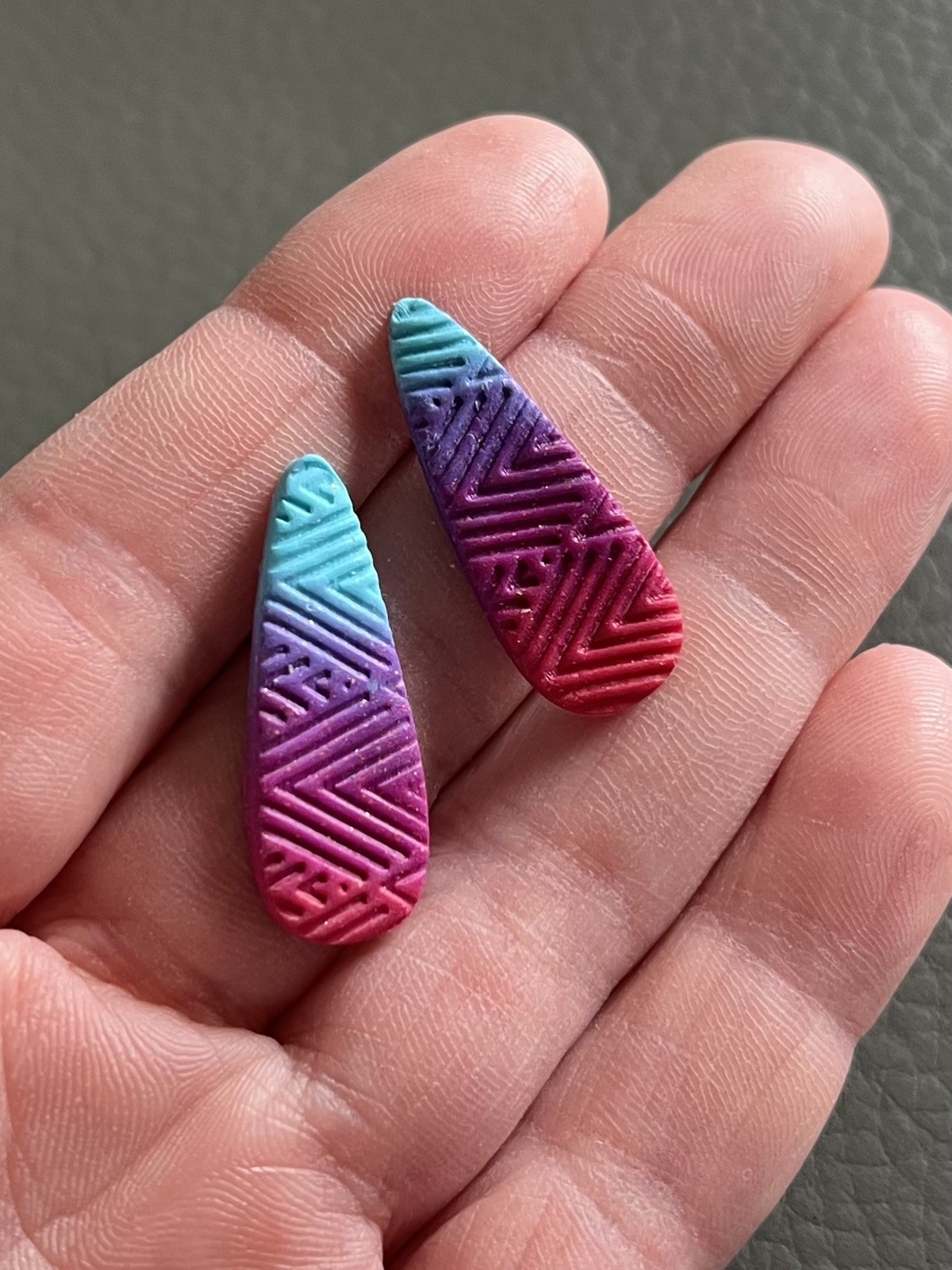 Handmade Ombre Polymer Clay Teardrop Earrings – Ultra Lightweight