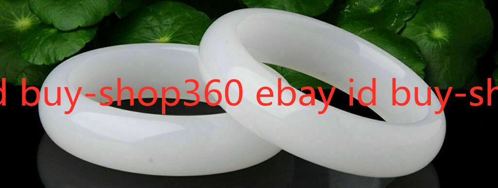 Natural Afghanistan White Jade Gemstone Bracelet Bangle 53-66mm Free Box