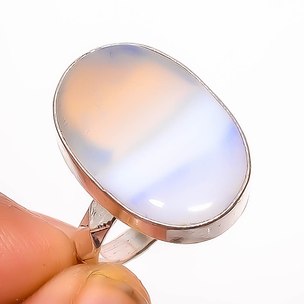 Milky Opal Gemstone 925 Silver Plated Ring s.8 TR7508-2050