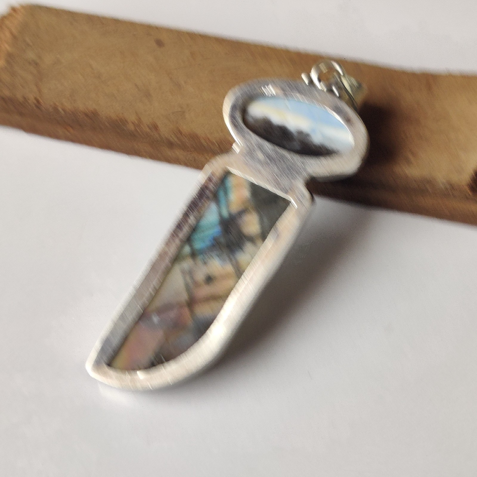 Labradorite & Owyhee Opal Pendant 925 Sterling Silver Boho Gift Pendant PG8372