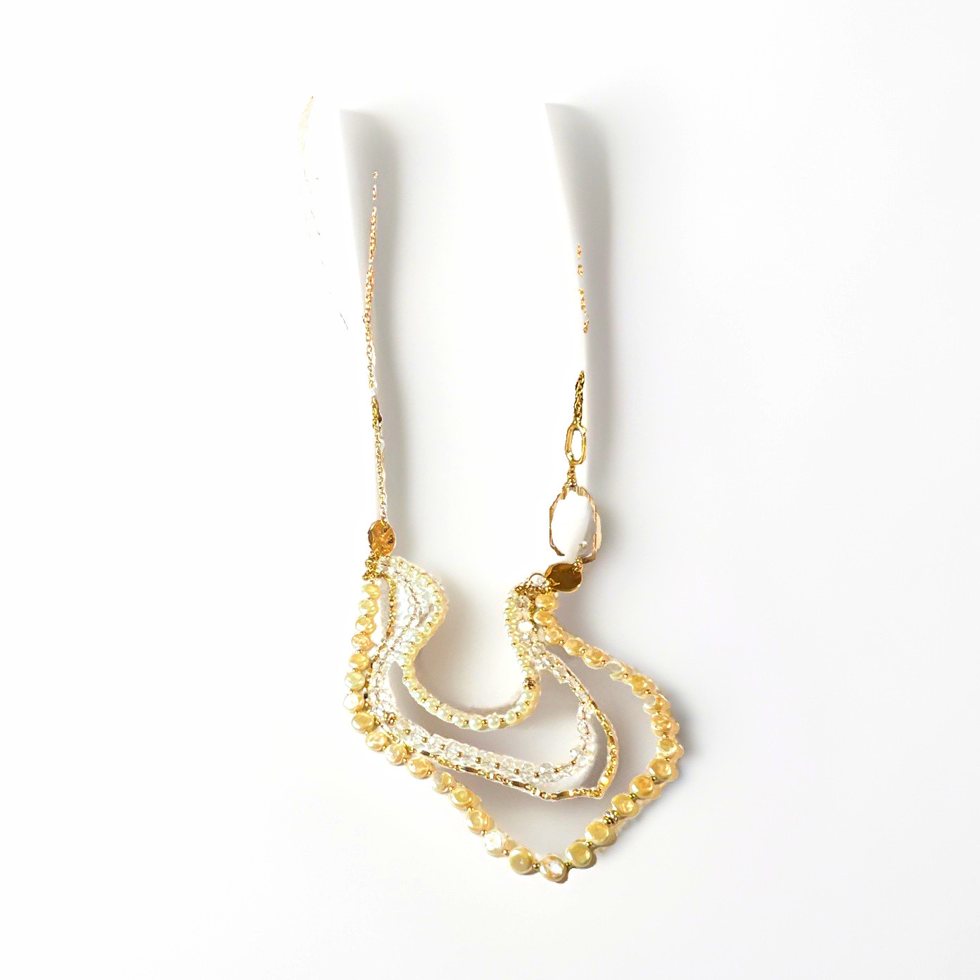 Paloma & Ellie Multi-Strand Beaded Necklace Baroque Ivory Pearl Crystal