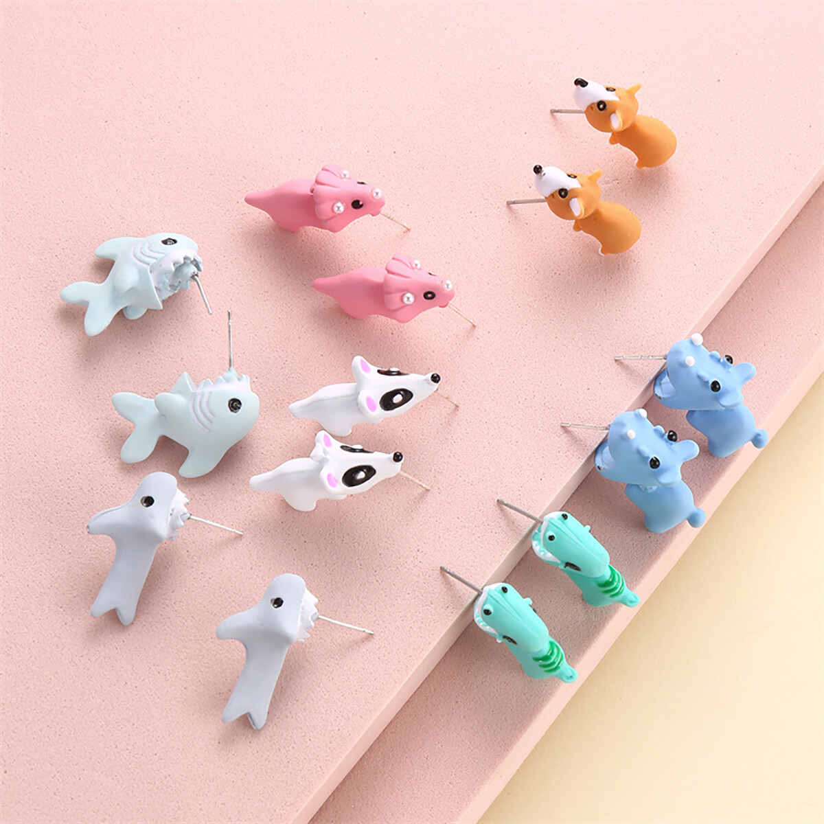 1 Pair Cute Animal Earring Bite Your Ear Cartoon Dinosaur Ear Studs Women Girls