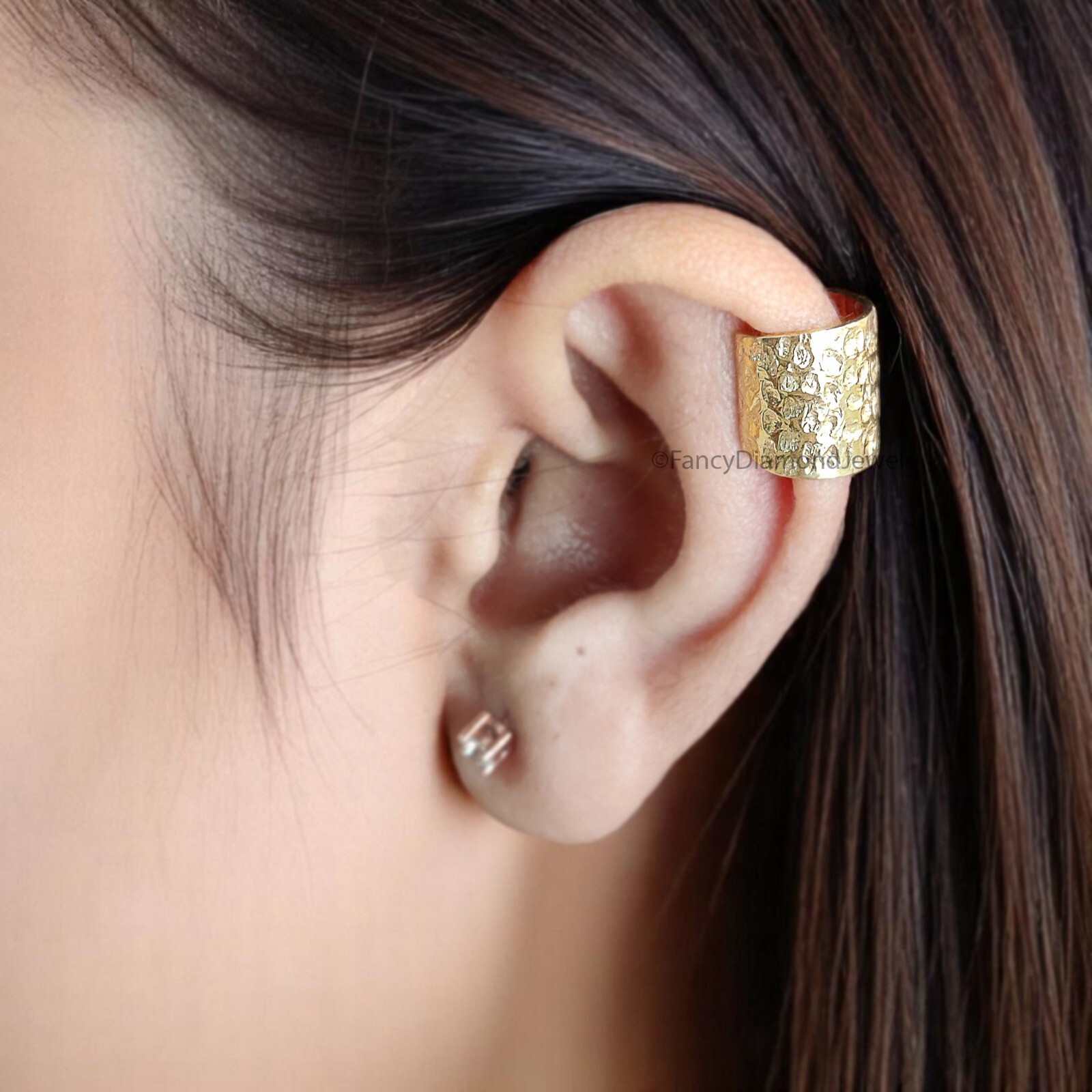 12mm Hammered Sterling Silver Ear Cuff Hammered Sterling Silver Ear Cuff FD348