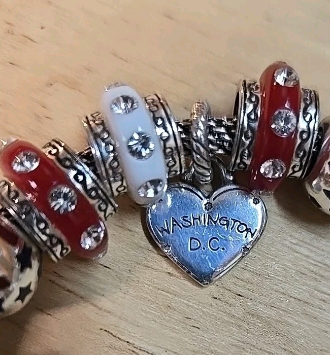 Vintage Brighton Patriotic Charm Bracelet With Sweet Home Alabama Charm