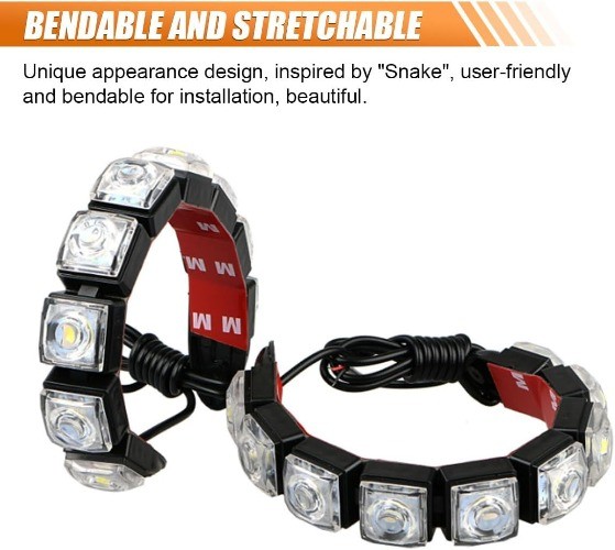 2PCS Red Daytime Running Strip Lights, Flexible Bright Spot Fog Lam Color: Red