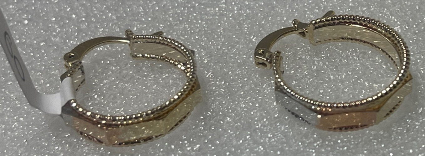 Golfi gold earrings 1/8″Wx 11/16″diameter Shipped in gift box (2A)