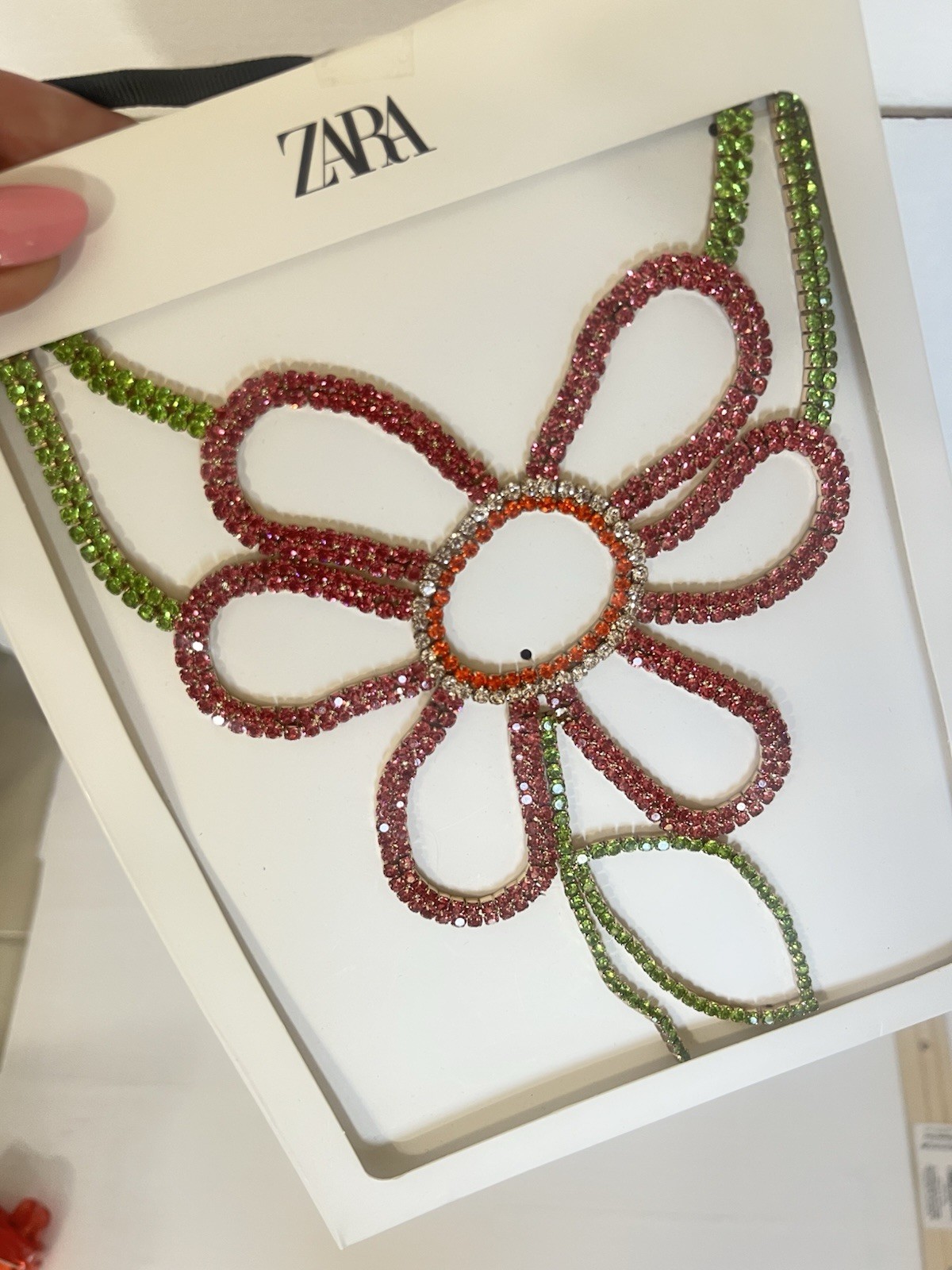 New ZARA Daisy Rhinestone Statement Necklace Special Occasion Unique Y1114e