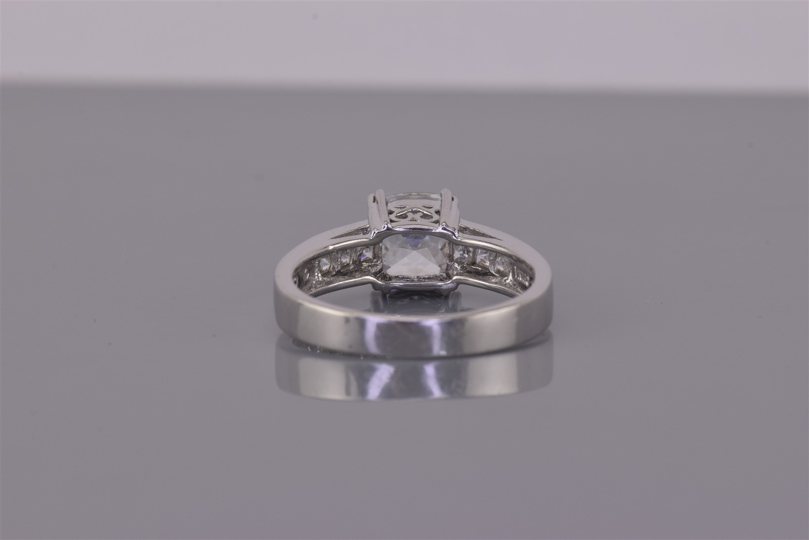 Sterling Silver Cushion Cubic Zirconia Channel Set Accented Band Ring 925 Sz: 10