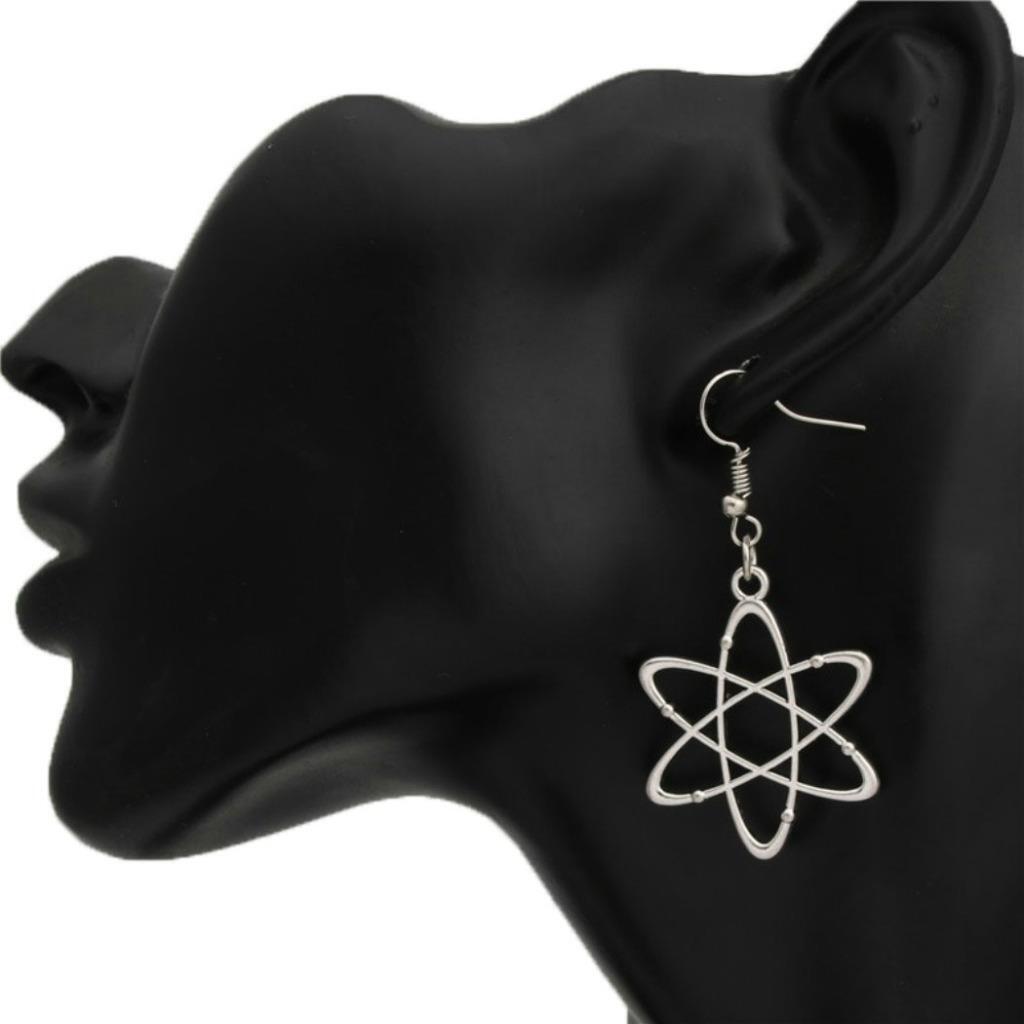 ATOM EARRINGS 2.25″ Atomic Chemistry Science Drop Stainless Steel Ear Wires NEW