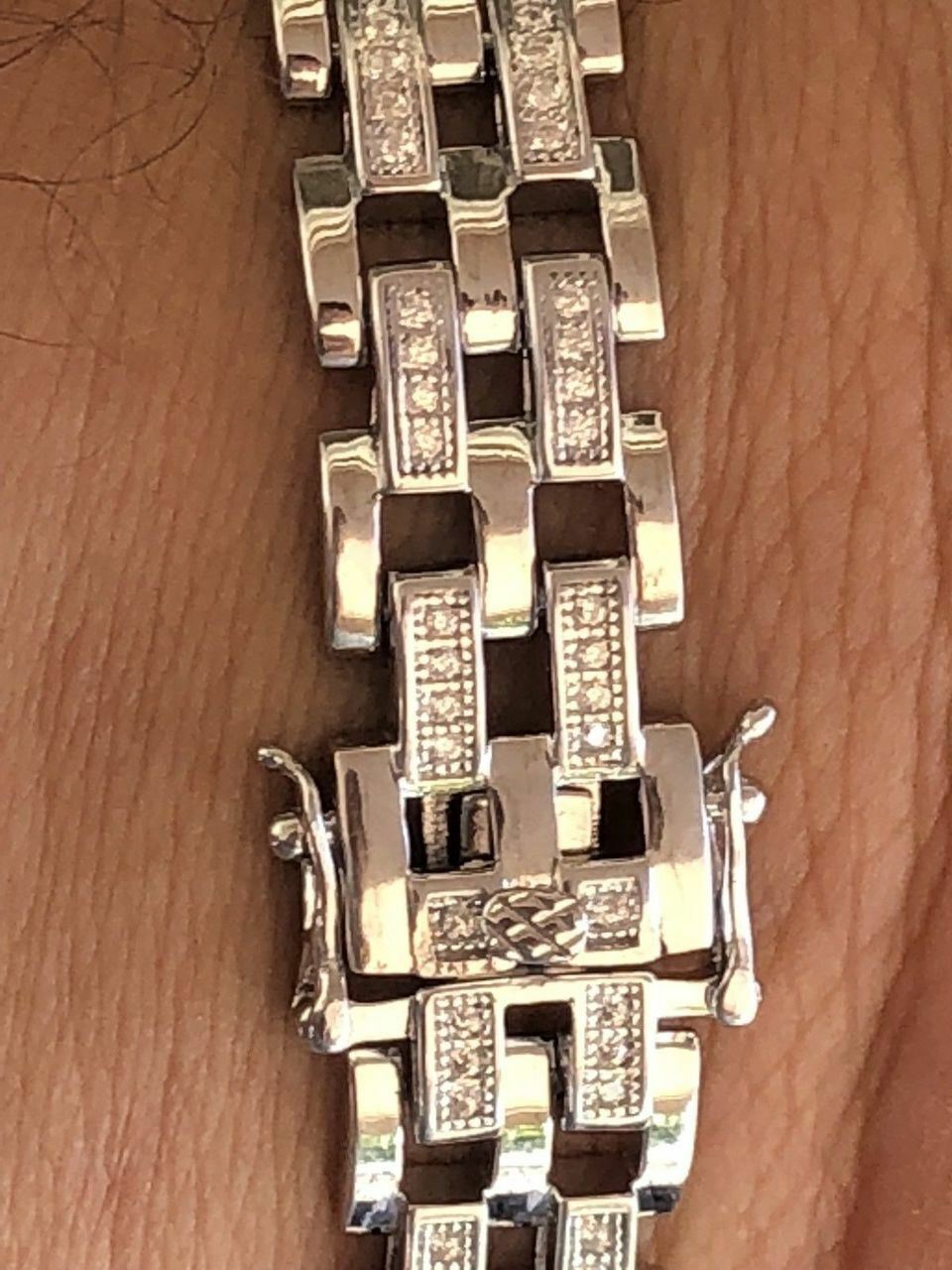 Solid 925 Silver CZ Real Iced Hip Hop Men’s Presidential Bracelet Custom Link