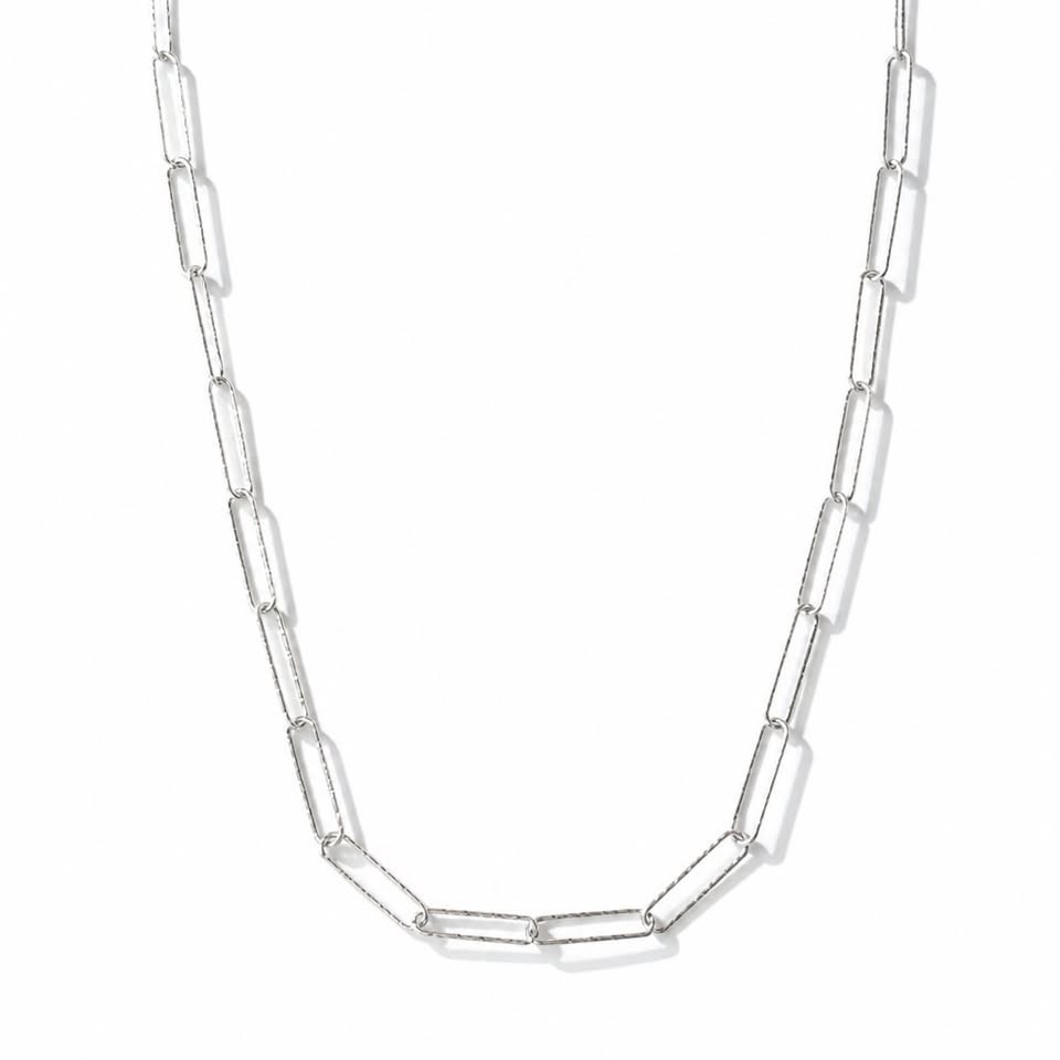 Cadena Paper clip Diamantada 45cm, Plata .925