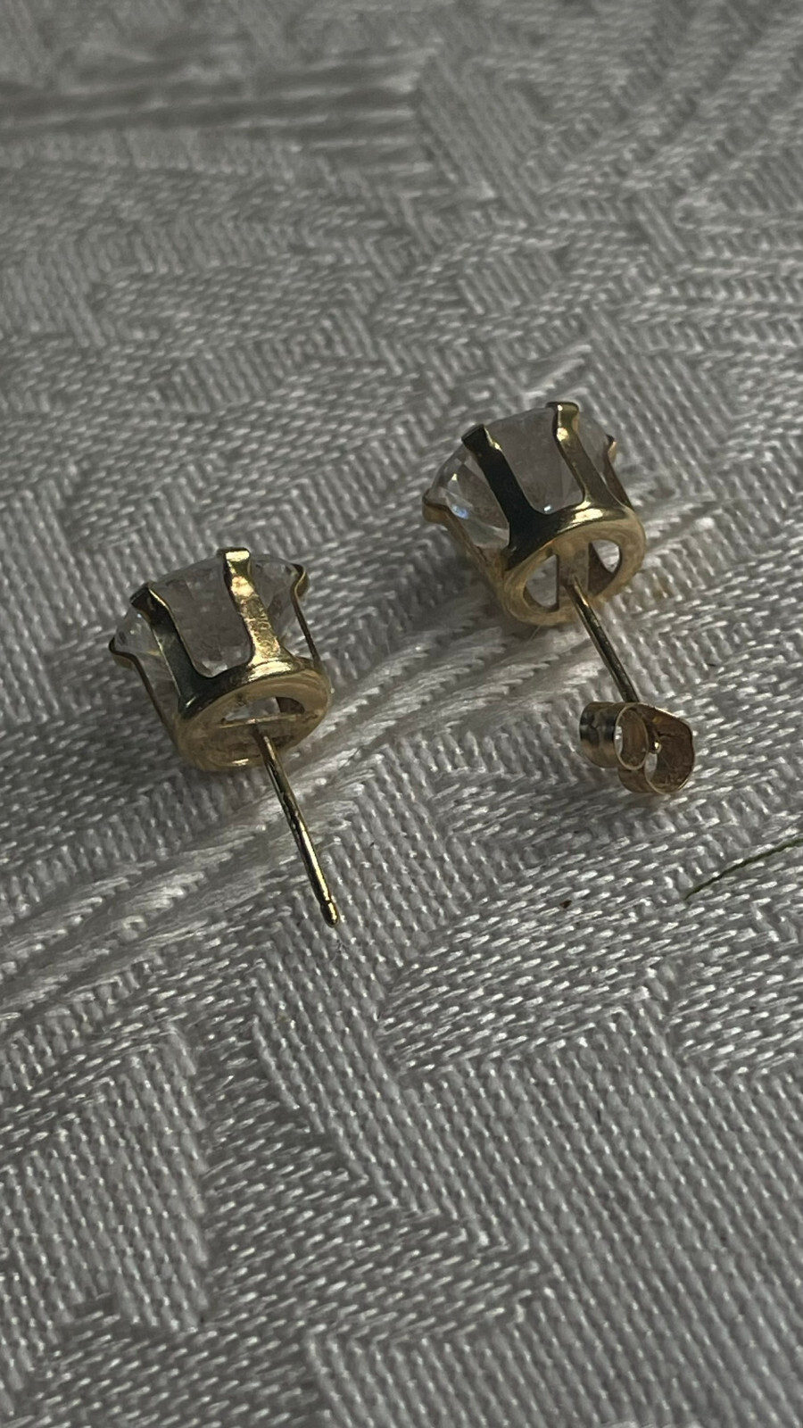 14K Solid Yellow Gold Large Round Solitaire 8.1mm Cubic Zirconia Stud Earrings