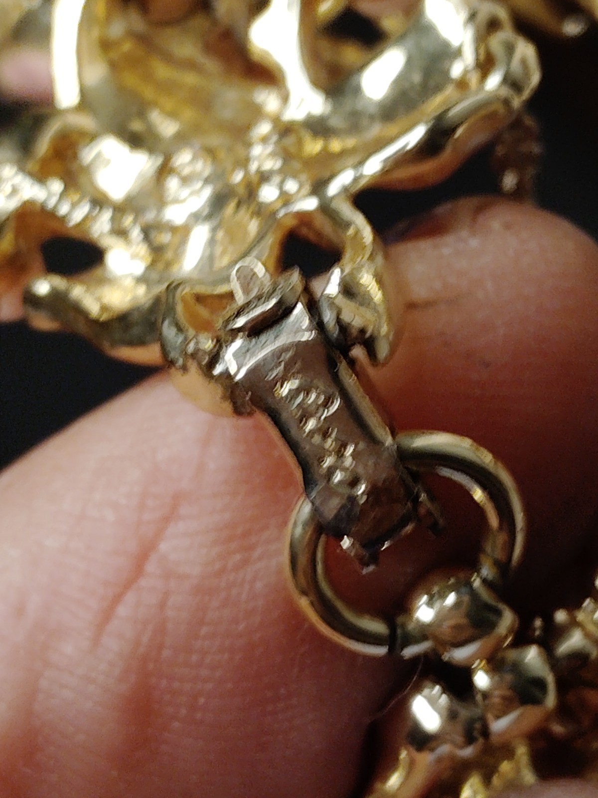 Vintage Coro Pink Enamel Tulip Flower Link Bracelet Gold Tone Signed 7.25″