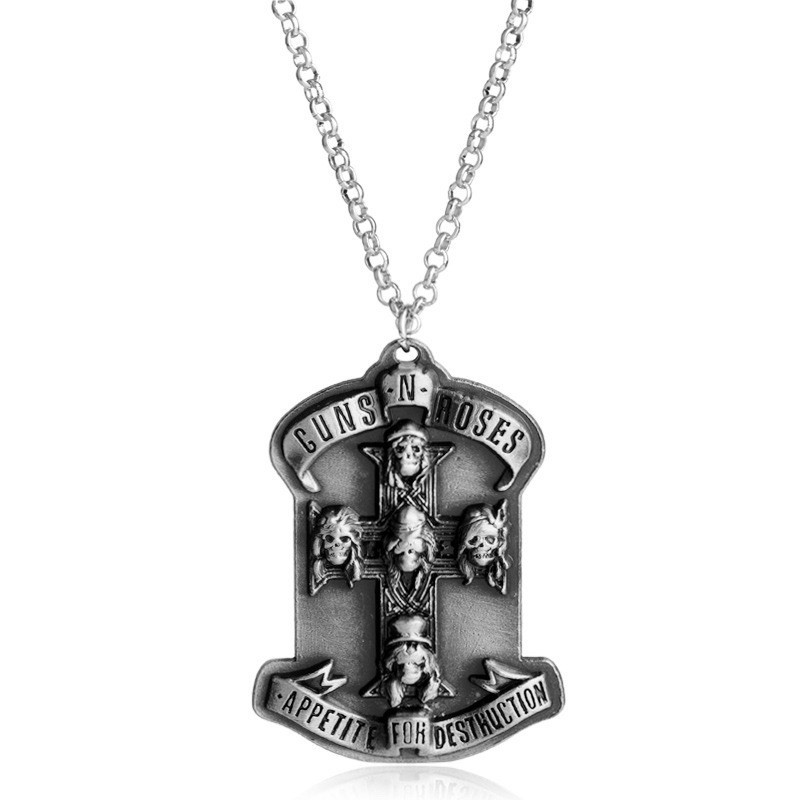 Gothic Punk Hip Hop Guns N Roses Stainless Steel Retro Jewelry Necklace