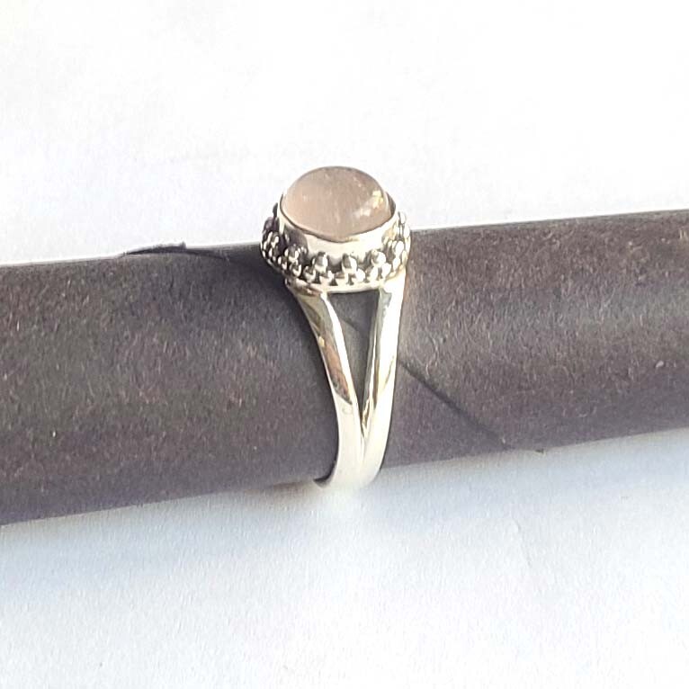 Natural Rose Quartz 925 Sterling Silver Handmade Dainty Ring All Size Available