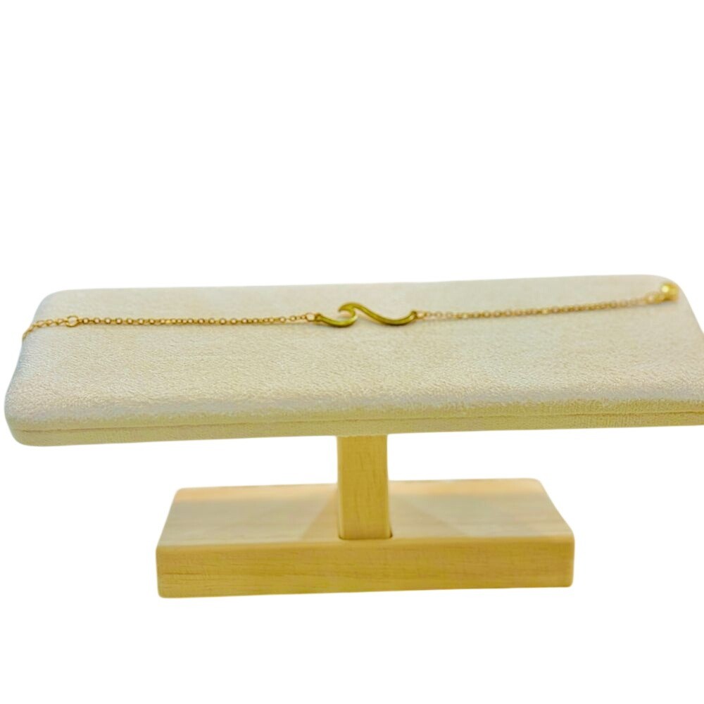 14k Gold Overlay Wave Bracelet – Minimalist Ocean-Inspired Jewelry 7.5 inches