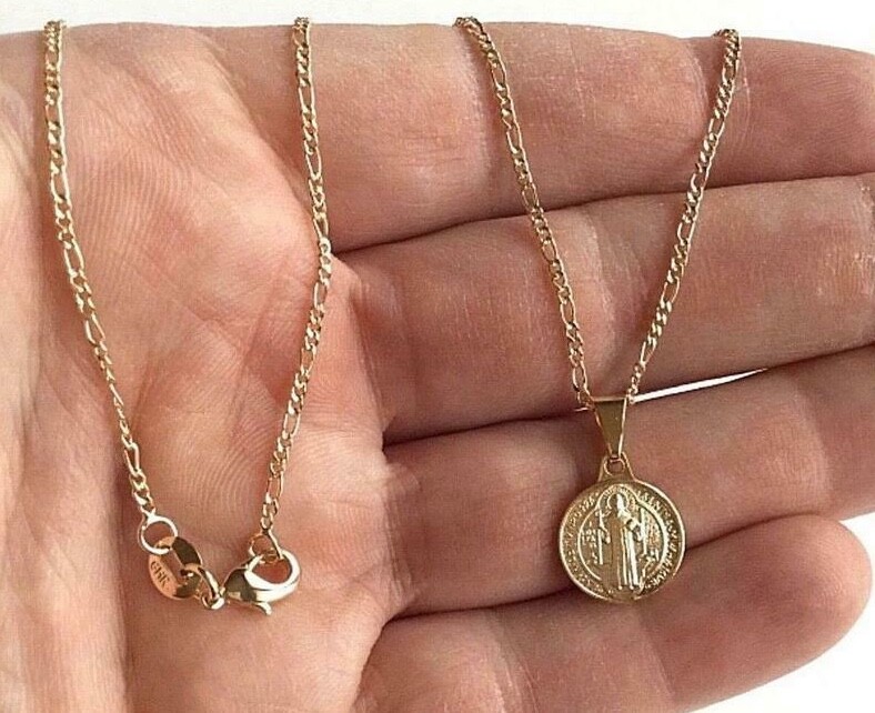 18K gold filled Saint Benedict necklace 18″ long /Cadena de San Benito 18″-P96-1