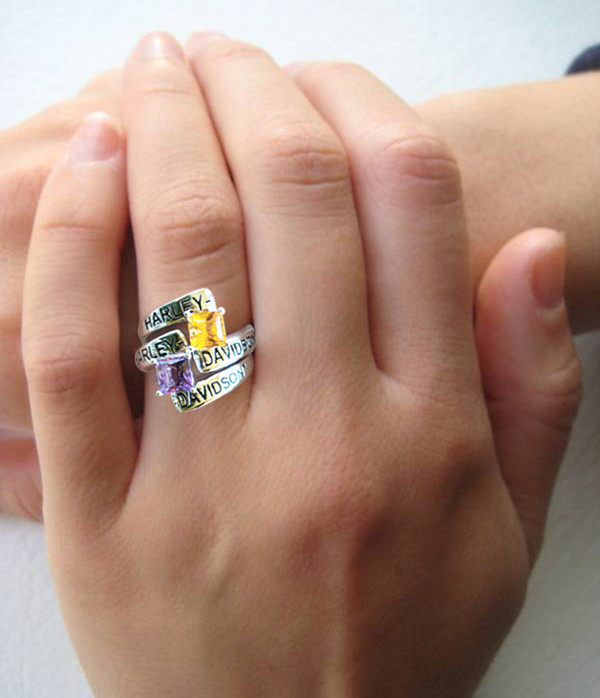 Harley-Davidson ® Silver Crossroads Birthstone Ring – July Faux Ruby