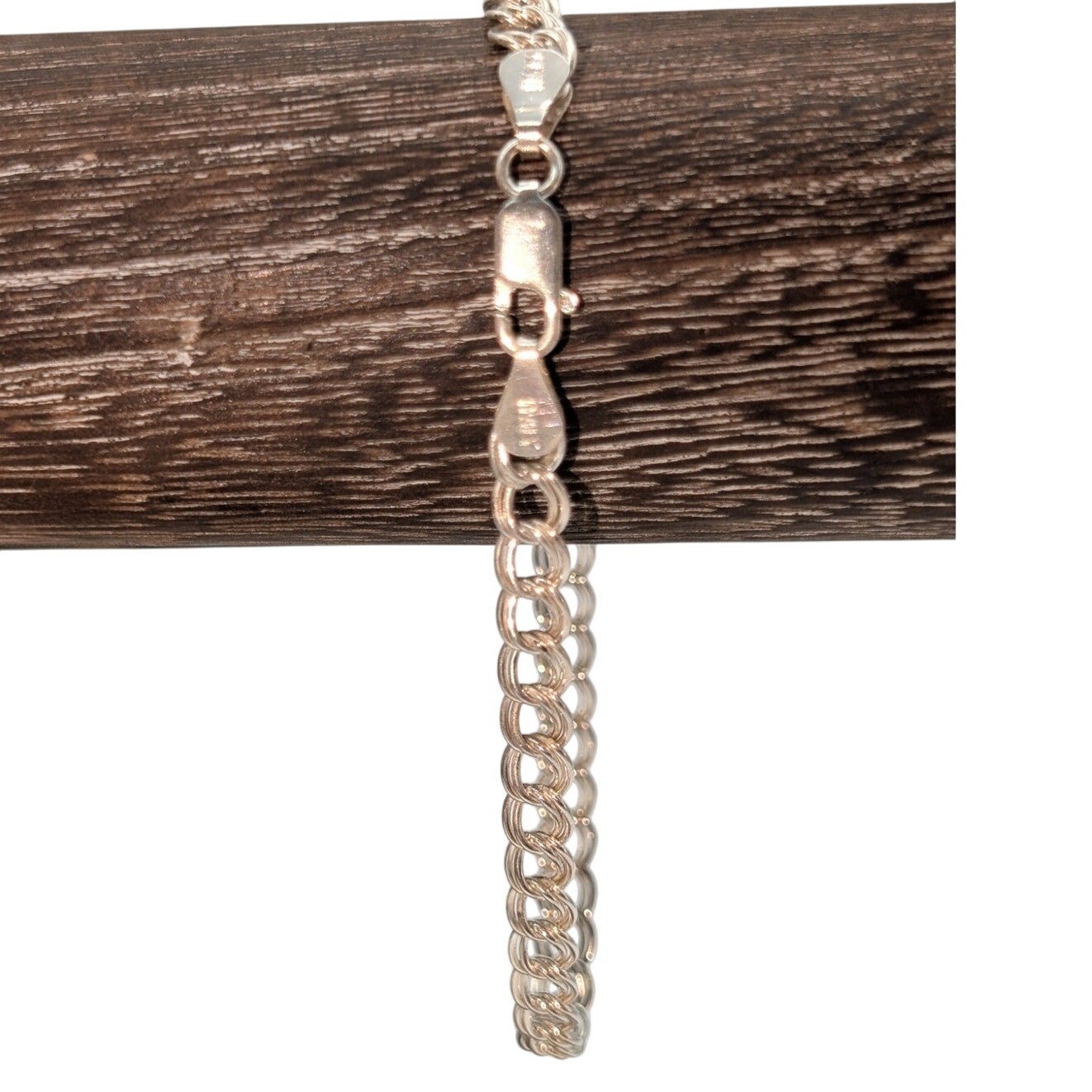 925 Sterling Silver Double Curb Link Chain 5mm 8″ Charm Bracelet