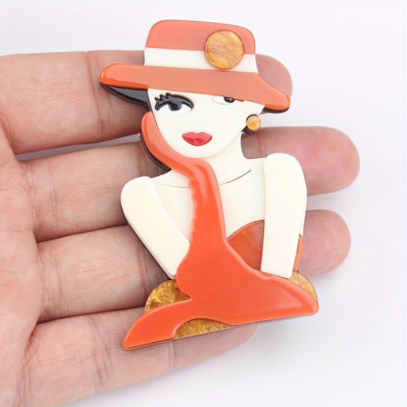 Acrylic Modern Lady Girl Fashion Brooches Women Men Lapel Pins Jewellery Gift