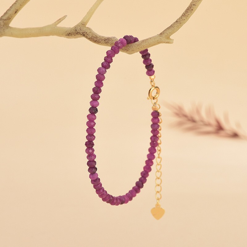 Natural Pink Tourmaline Stone Dainty Bracelet Rubellite Gemstone Bracelet