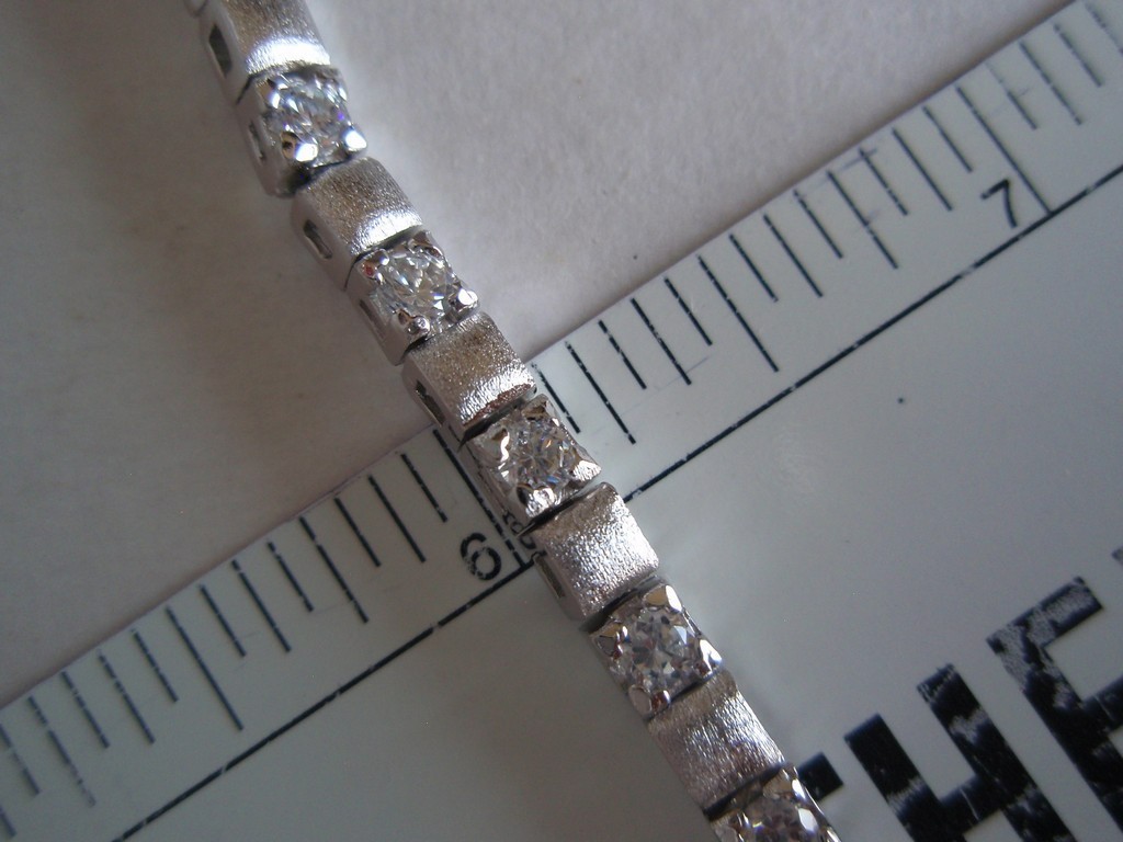 GORGEOUS Sterling Silver 925 White CZ Tennis Square Links Bracelet ~ 7 in