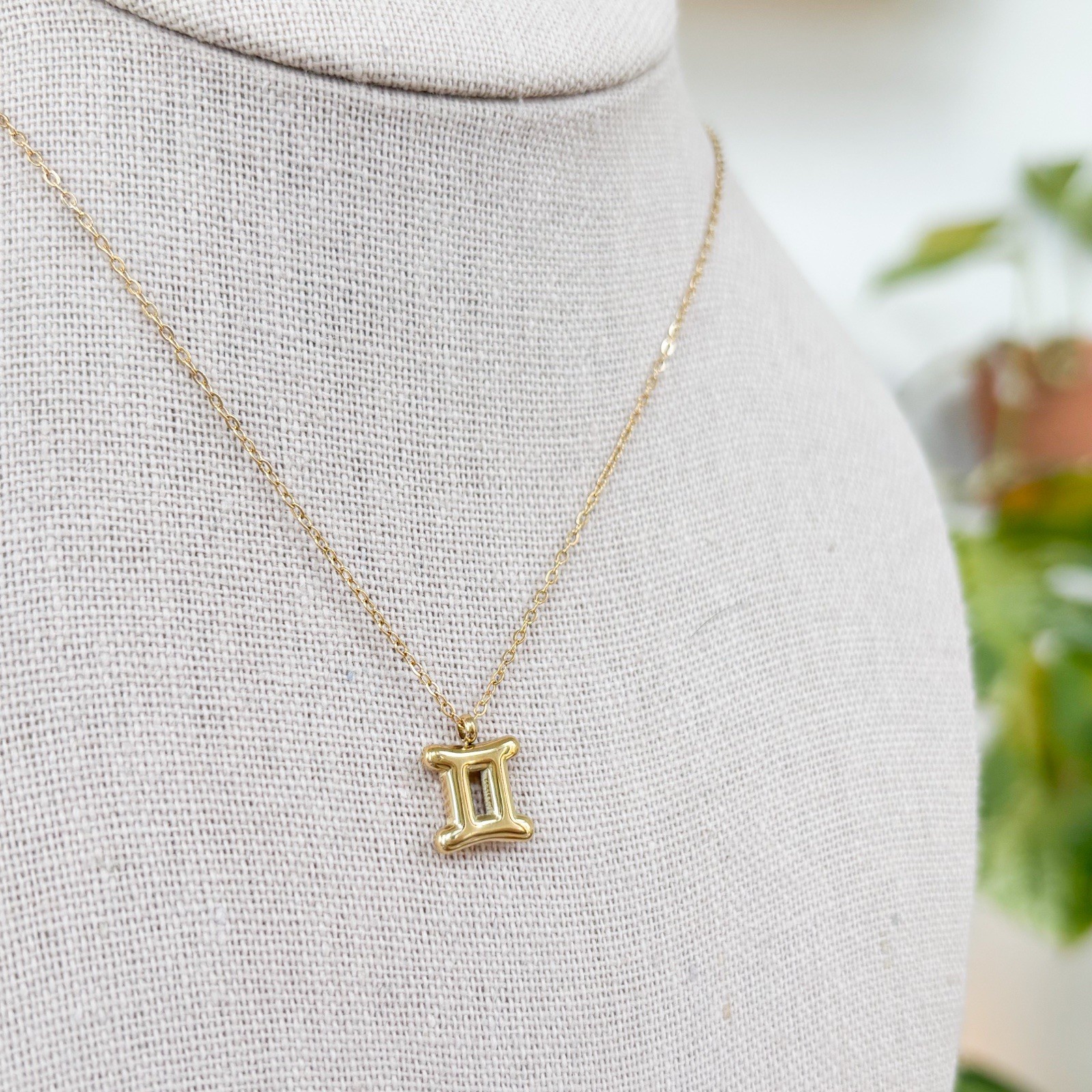 Gemini Bubble Gold Necklace Pendant Trendy Gift for Women