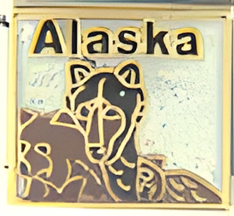 Alaska Wolf Bear Enamel 9mm Italian Charm Bracelet Link Travel Wildlife Nature