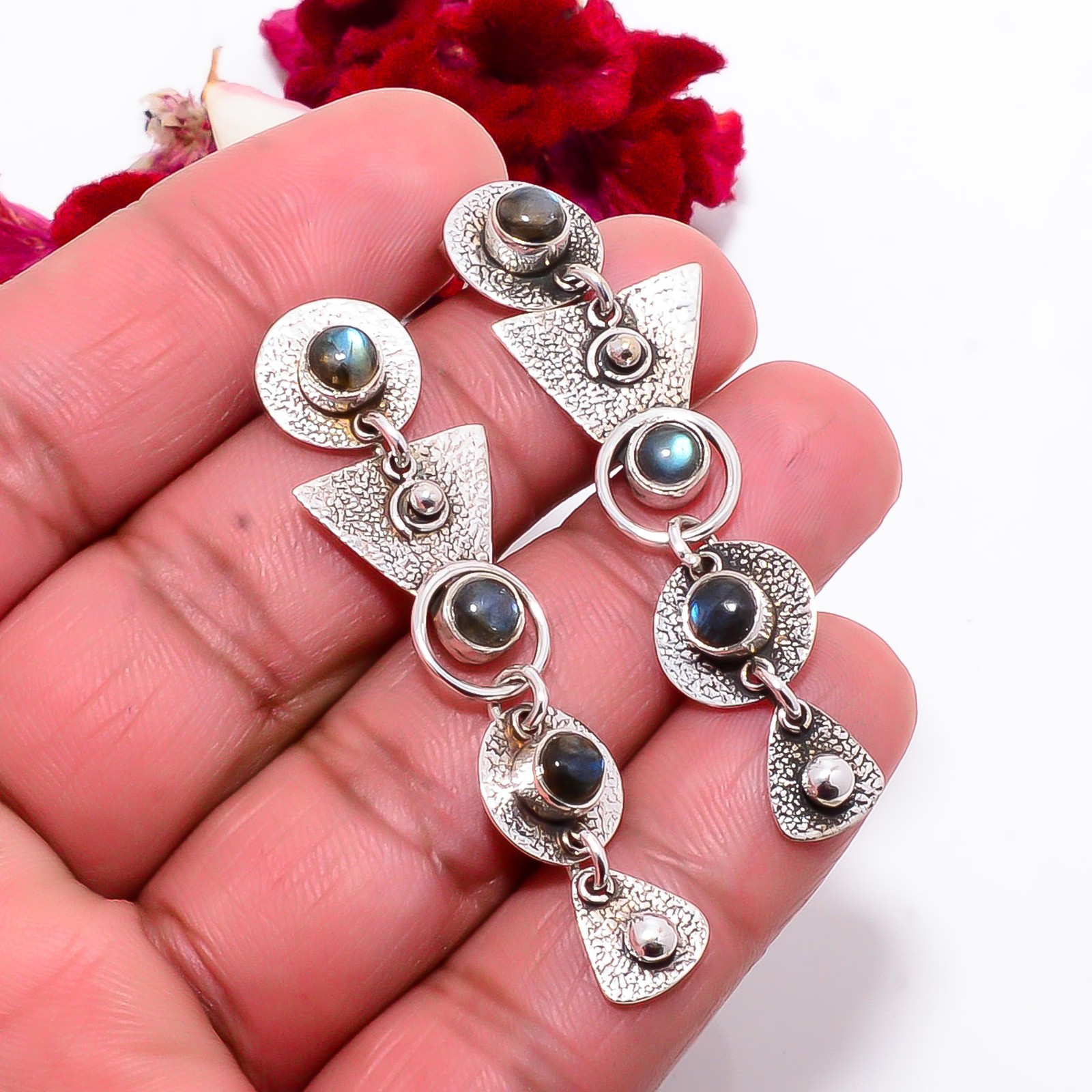 Labradorite Handmade 925 Sterling Silver Earring 1.95″ Su51, Christmas Gift