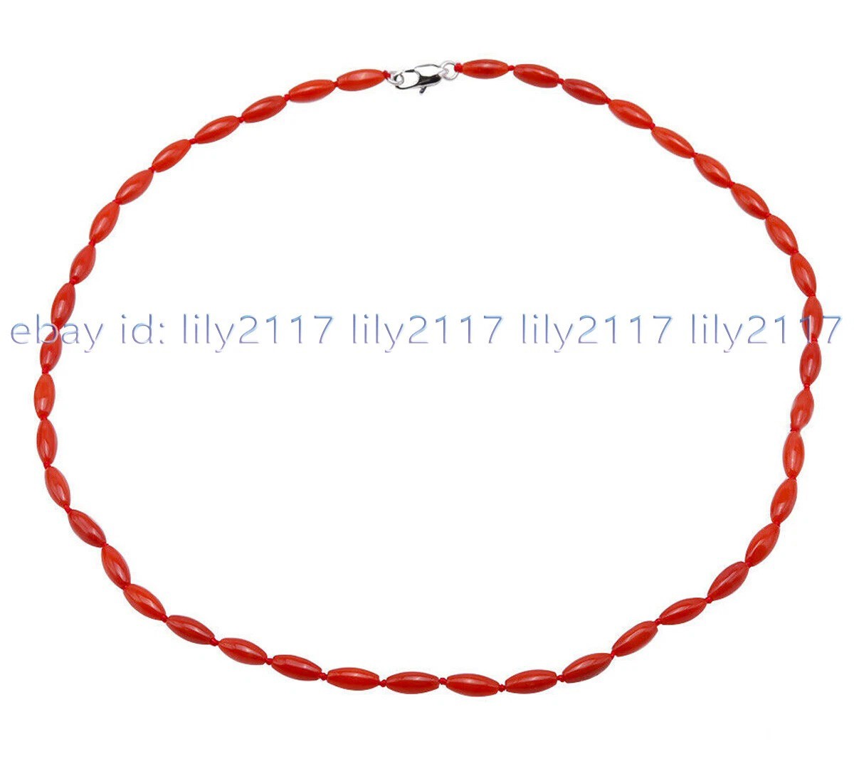 Fashion 5x9mm Red Coral Gemstone Rice Shaped Beads Necklace 14-48 inches