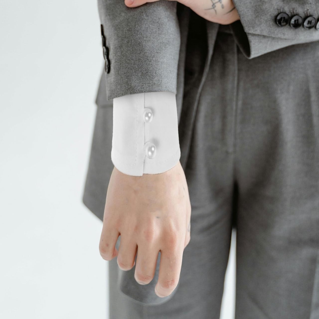 1 PCS White Fake Blouse Wrist Sleeves Detachable False Cuff Shirt Accessory