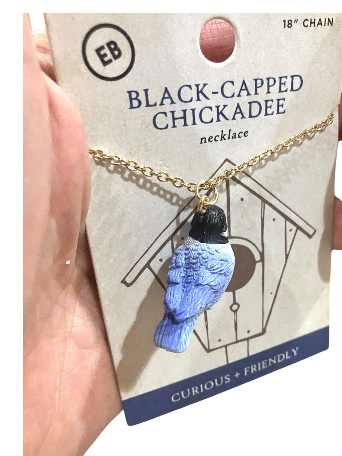 3D Bird Black Capped Chickadee Necklace 18” Chain Gift For Her