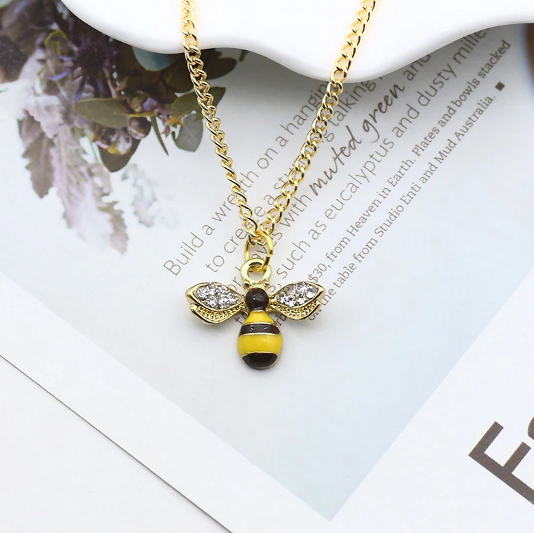 Honey Bumble Bee Necklace Earrings Jewelry Nature Pendant