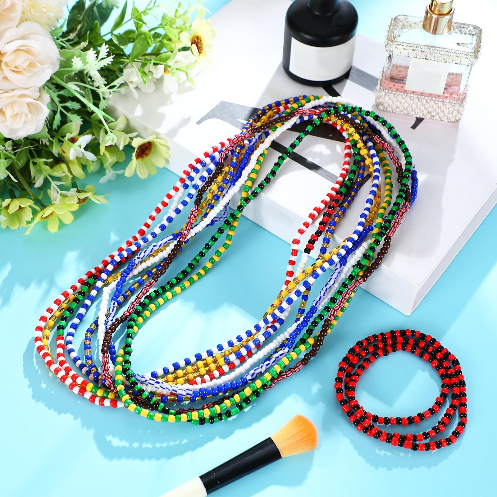 Collar elástico unisex de cuentas de santería (paquete de 11)