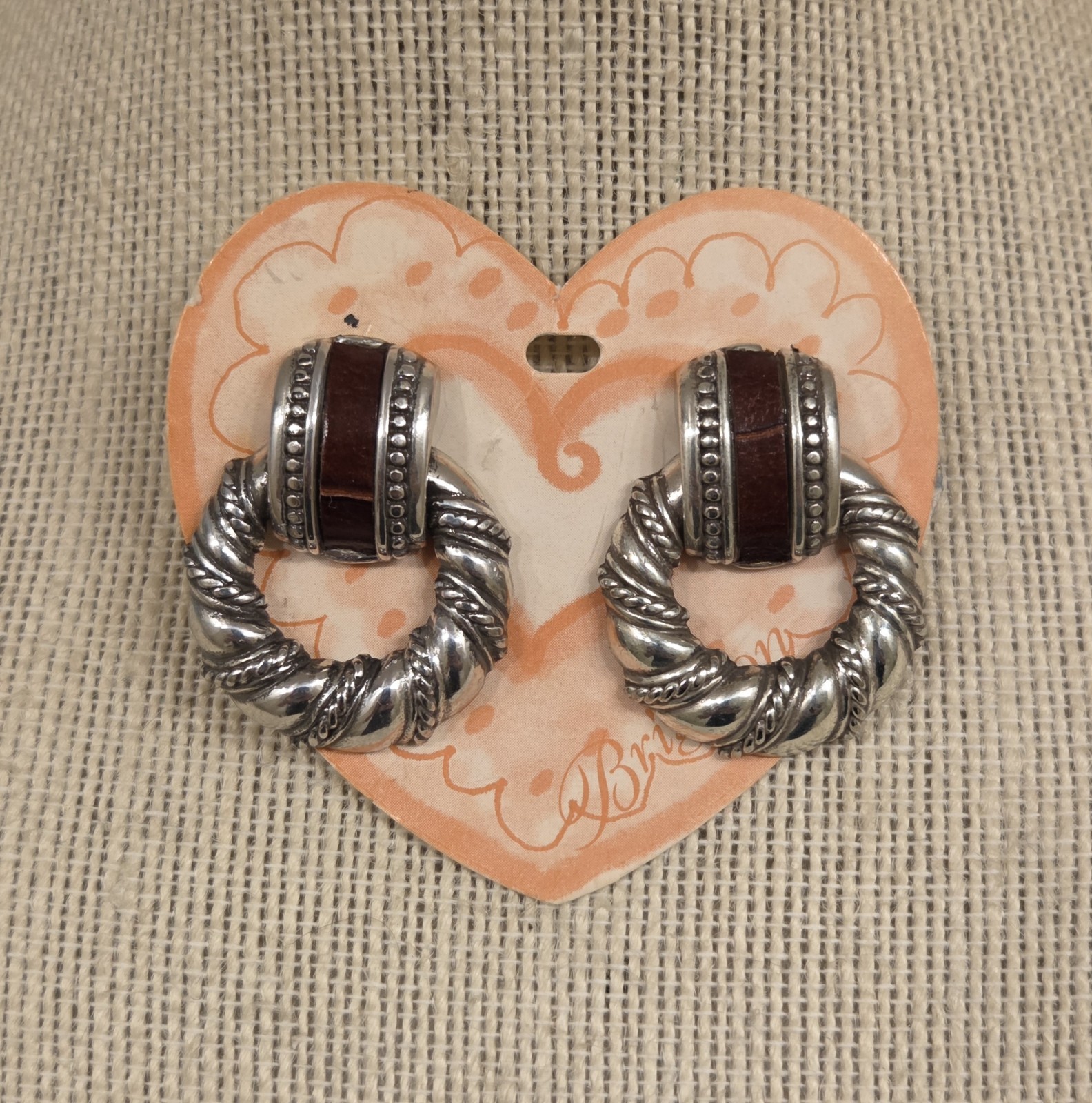 Retired Brighton Silver Bordeaux Earrings, Red/Brown Vintage But New!