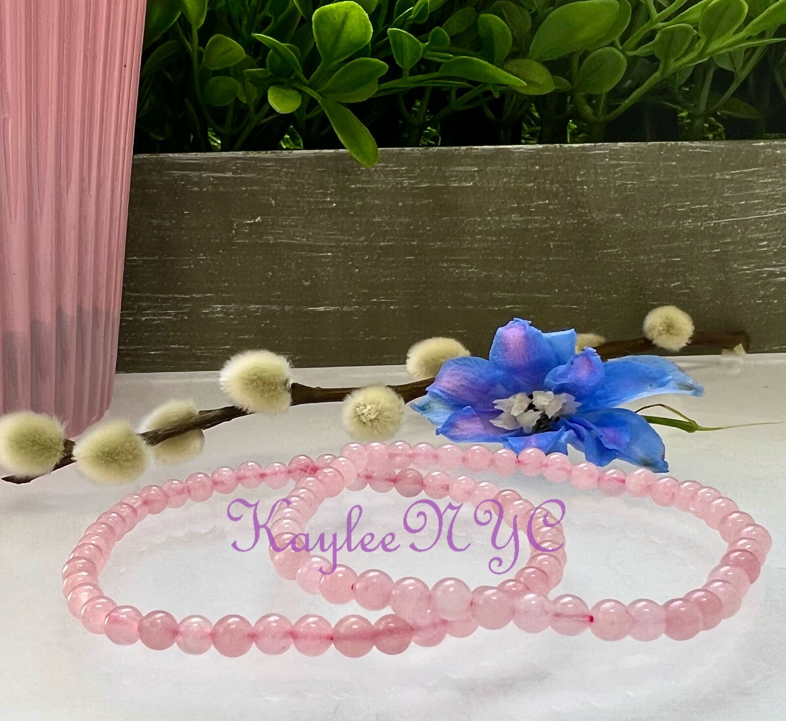 Wholesale Lot 6 Pcs Natural Rose Quartz 4mm 7.5” Crystal Stretch Bracelet